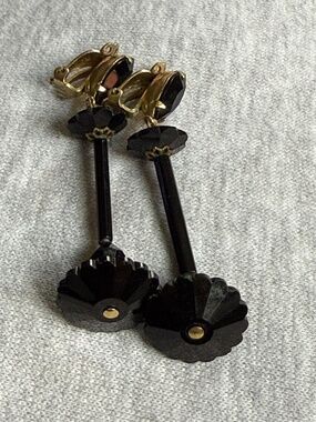 Lewis segal California black glass clip on earrings